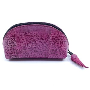 Nuevo genuino australiano Bufo Marinus Cane Toad Zippered Coin Purse with Foot Pull 5 "Glazed Berry Leather Accessories