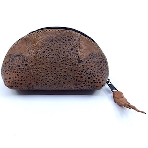 Nuevo bolso de moneda con cremallera de sapo australiano genuino bufo marinus con cremallera con pie de tracción de 5 "accesorios de cuero marrón mate