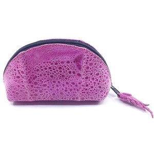 Nuevo genuino australiano Bufo Marinus Cane Toad Zippered Coin Purse with Foot Pull 5 "Glazed Fuchsia Pink Leather Accessories