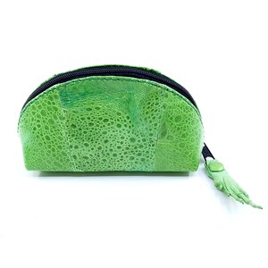 Nuevo genuino australiano Bufo Marinus Cane Toad Zippered Coin Purse with Foot Pull 5 "Glazed Lime Green Leather Accessories