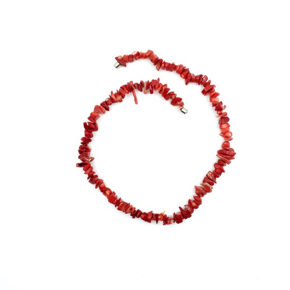 Vintage Dyed Deep Apple Red Coral Nugget Necklace… - image 1
