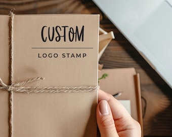 Custom Rubber Block Stamp Personalized with Small Business Logo + Optional Ink Pad