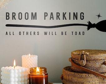 Halloween Party, Vinyl Decal Sticker: Broom Parking, Others Toad | Removable Decor