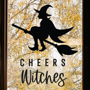 Halloween Vinyl Decal Sticker Decor - Removable Party Wall Decor, Witch Themed Halloween, Cheers Witches Vinyl Decal Sticker