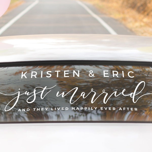 Custom Just Married Sticker Vinyl Decal for Wedding Car Decoration | Wedding Car Decor Signs | DIY Wedding Decor - ROMANTIC SOIREE