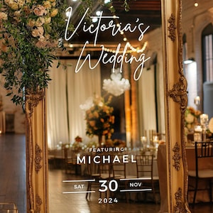 Calcomanía personalizada para boda de novias con la imagen del esposo/aparición de un invitado por parte del novio, calcomanía de vinilo de bienvenida a la boda - METROPOLITAN GALA