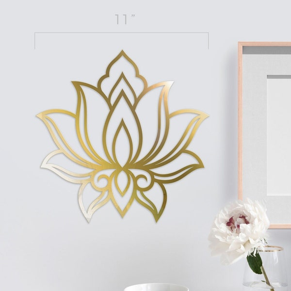 Lotus Flower Mandala - Sacred Geometry Hanging Wall Mount Decor Esoteric Rose Gold Mirrored Acrylic, Bedroom, Living Room Decor, Yoga Studio