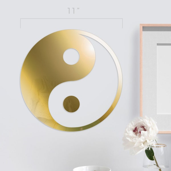 Yin Yang - Sacred Geometry Hanging Wall Mount Decor Esoteric Rose Gold Mirrored Acrylic, Bedroom, Living Room Decor, Yoga Studio