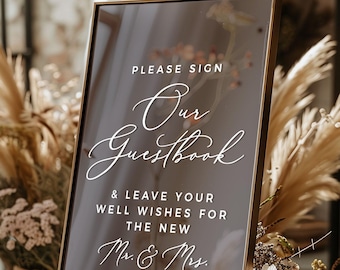 Adesivo de vinil para livro de assinaturas de casamento – Placa com os votos de felicidades do Sr. e da Sra.