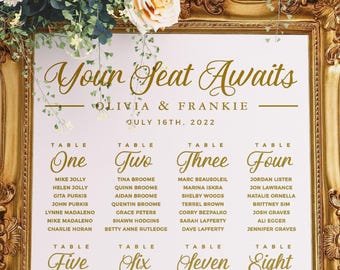 Custom Your Seat Awaits Personalized Seating Chart Header Vinyl Decal Sticker - FAIRYTALE EVENING