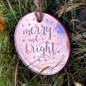 Custom Christmas Tree Ornament, Mirrored Acrylic Bulk Wholesale Logo Client Gifting, Corporate Holiday Stocking Stuffers, Personalized Decor