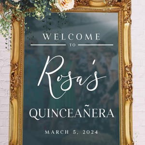 Custom Welcome to Quinceanera Entry Vinyl Decal Sticker for mirrors | Bat Mitzvah, Birthday, Sweet Sixteen, Baby, Bridal Shower Party Sign