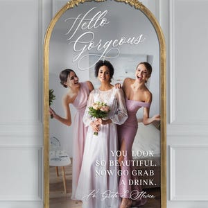 Grab A Drink Decal Selfie Mirror Sticker for Wedding Mirror, Custom Hello Gorgeous Reception Vinyl Decal for DIY Mirror - ROYAL FESTIVITY