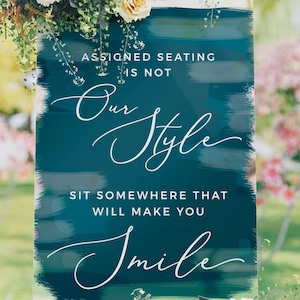 Ceremonie stoel bord vinyl sticker sticker, DIY bruiloft decor, toegewezen stoelen niet onze stijl bruiloft zitplaatsen bewegwijzering - FORMELE TUIN