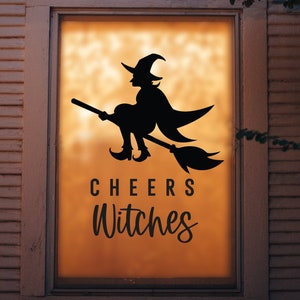 Halloween Vinyl Decal Sticker Decor - Removable Party Wall Decor, Witch Themed Halloween, Cheers Witches Vinyl Decal Sticker