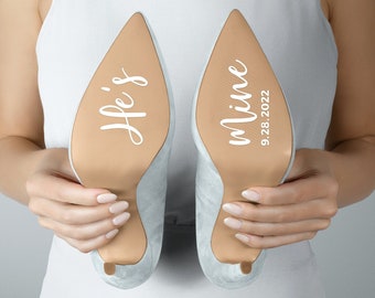 He's Mine She's Mine Wedding Shoe Sole Vinyl Decal Sticker for Bride and Groom Personalized with Date, DIY - LIVELY AFFAIR