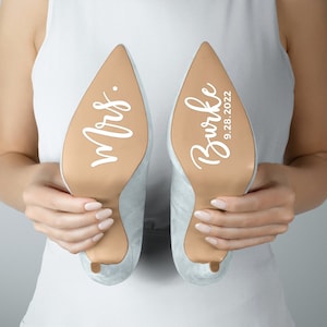 Custom Mr & Mrs Wedding Shoe Sole Vinyl Decal Sticker for Bride and Groom Personalized with Date, DIY - LIVELY AFFAIR