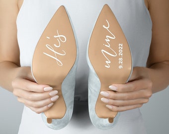 He's Mine She's Mine Wedding Shoe Sole Vinyl Decal Sticker for Bride and Groom with Custom Date, DIY - ROMANTIC SOIREE