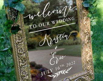 Welcome to Our Wedding Custom Vinyl Decal Sticker for mirrors, Wedding Decor, Custom Welcome Wedding Signs - ROMANTIC SOIREE
