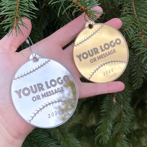 Personalized Baseball Team Christmas Tree Ornaments with Custom Logo in Bulk