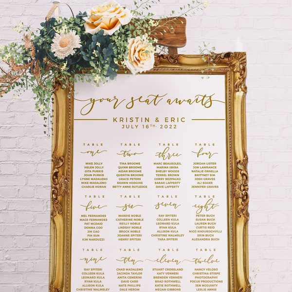 Your Seat Awaits Custom Vinyl Decal Sticker for Wedding Seating Chart Mirror and DIY Sign, Wedding Decor, Wedding Signs - ROMANTIC SOIREE
