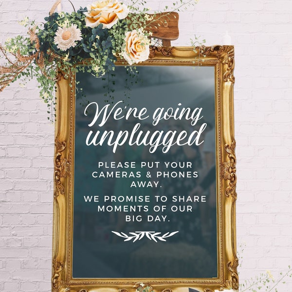 Going Unplugged Ceremony Vinyl Decal Sticker, DIY Wedding Decor, Custom Wedding Table Sign | No Devices or Cameras Sign - FAIRYTALE EVENING