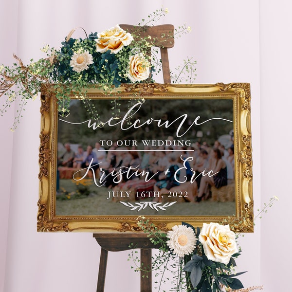 Sticker vinyle Bienvenue sur notre mariage pour miroirs, décoration de mariage, panneaux de bienvenue de mariage personnalisés - SOIREE ROMANTIQUE