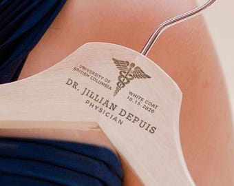Custom Engraved Wooden Doctors, Vets Office Hangers, Personalized Medical Caduceus Graduation Gift