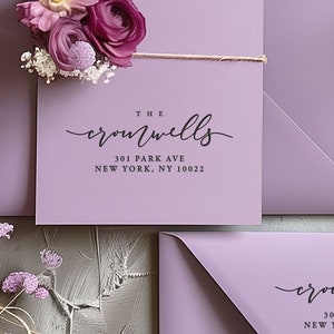 Tampon mariage adresse de retour personnalisée - Tampon auto-encreur personnalisé ou manche en caoutchouc + tampon encreur, à base de plantes - SOIREE ROMANTIQUE