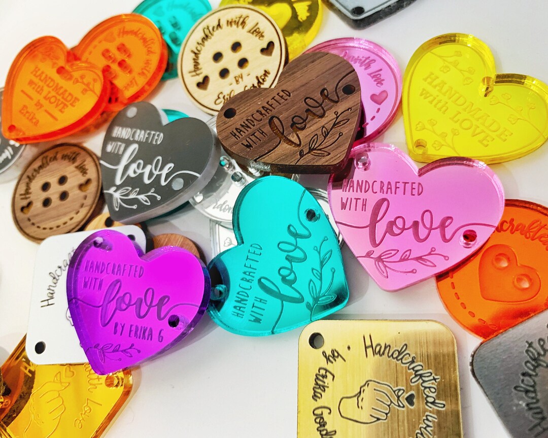 Custom Handmade Heart Shaped Tags 'handcrafted With Love' Product Tags ...