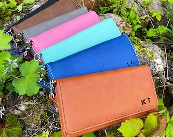 Custom Engraved Clutch Wallet with Removable Strap, Personalized Wedding Party Gift for Women, Stocking Stuffer - Cruelty-Free Leatherette