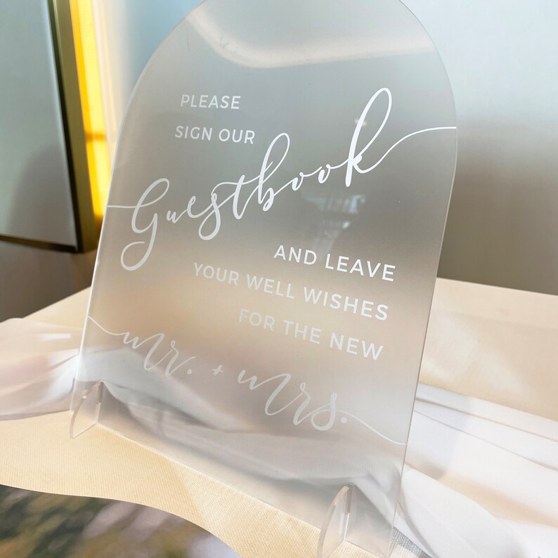 Wedding Table Signage, Unplugged Ceremony, Guestbook, Table Numbers, Cards and Gifts, Open Bar, etc. on Frosted Acrylic ROMANTIC SOIREE image 7