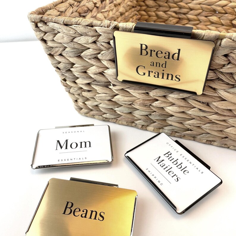 Clips metálicos personalizados para cestas + etiquetas para la organización del hogar - Impermeables y lavables imagen 7