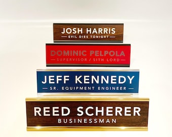 Custom Engraved Office Desk Nameplate, with Holder - Gift for Boss or Employee