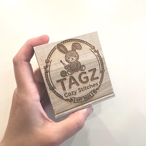 Custom Rubber Block Stamp, Personalized with Small Business Logo, Optional Ink Pad image 3