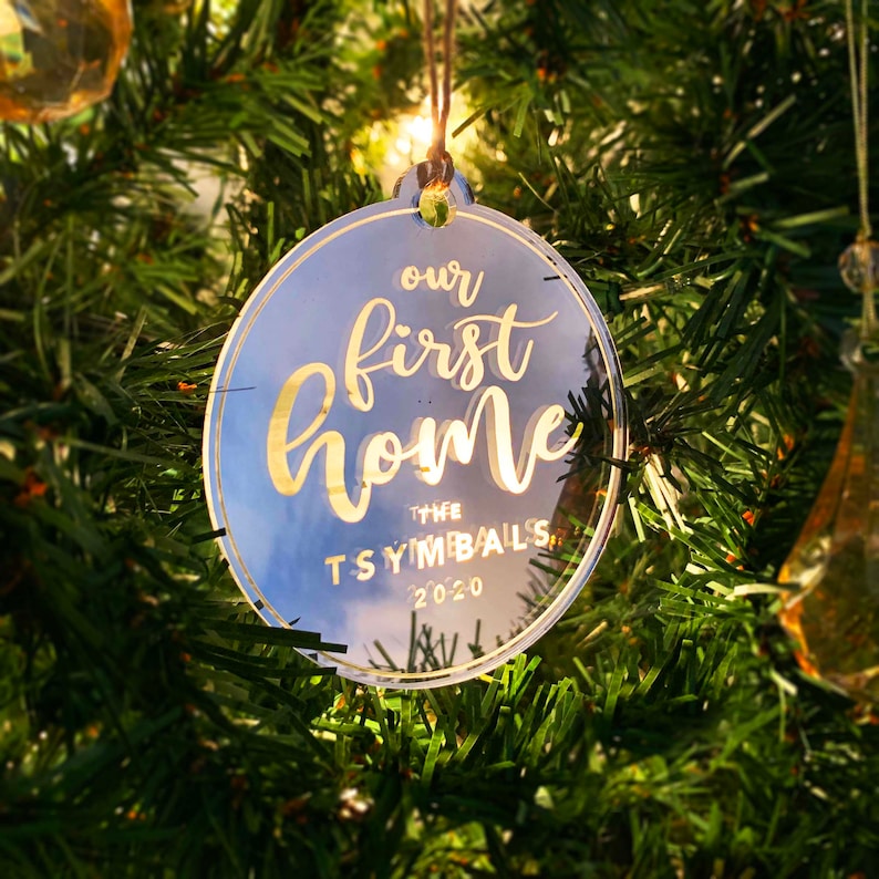 Christmas Tree Decorations Our First Home Christmas Ornament Custom Engraved Christmas Ornament Housewarming Stocking Stuffer Gift