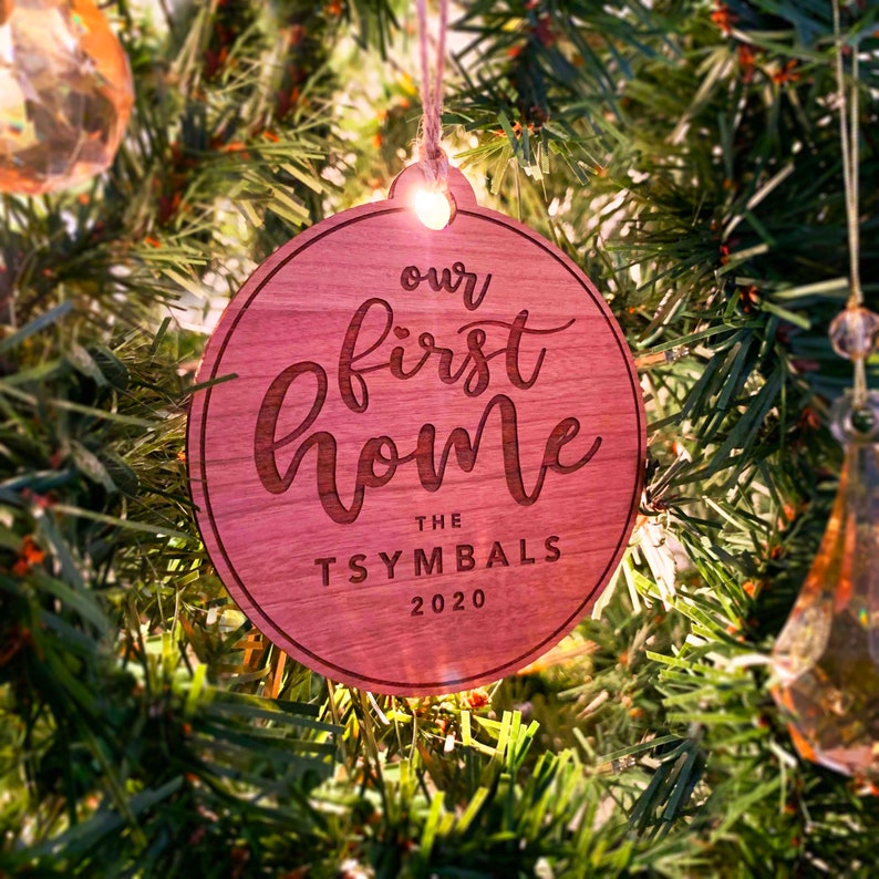 Christmas Tree Decorations Our First Home Christmas Ornament Custom Engraved Christmas Ornament Housewarming Stocking Stuffer Gift