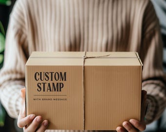 Custom Rubber Block Stamp, Personalized with Small Business Logo, Optional Ink Pad
