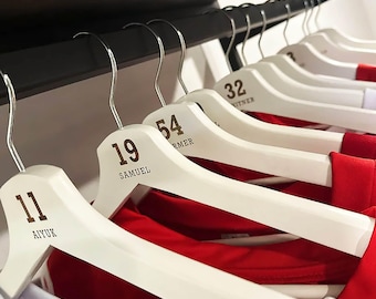 Custom Engraved Wooden Jersey Hangers Personalized for Sports Teams