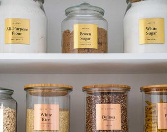 Etiquetas metálicas grabadas para despensa de cocina - Impermeables y lavables