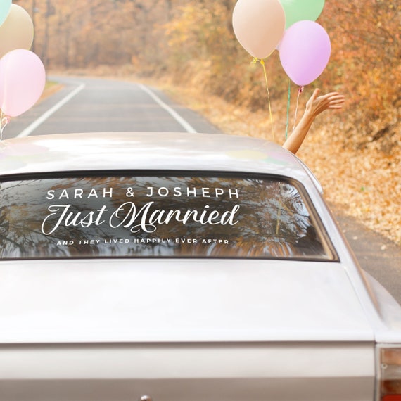 Benutzerdefinierte Just Married Aufkleber Vinyl Aufkleber für Hochzeit Auto Dekoration  Hochzeit Auto Dekor Schilder DIY Hochzeitsdeko MÄRCHENABEND - .de