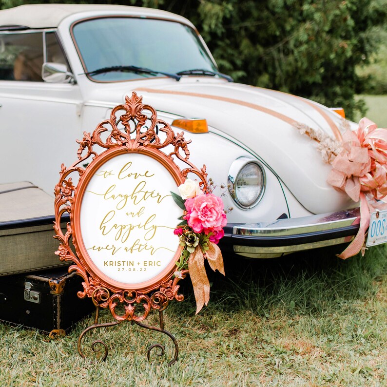 Custom Wedding Vinyl Decal Sticker Love, Laughter, Happily Ever After - ROMANTIC SOIREE image 4