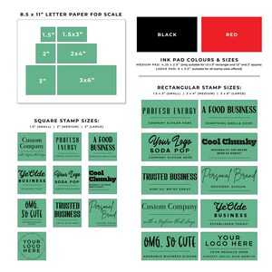 Custom Rubber Block Stamp, Personalized with Small Business Logo, Optional Ink Pad image 8