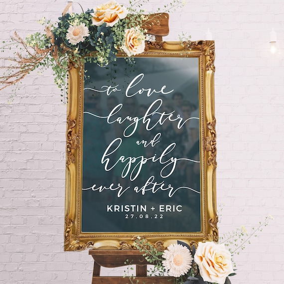 Wedding Vinyl Decal Sticker - 'Love, Laughter + Happily Ever After'  - ROMANTIC SOIREE