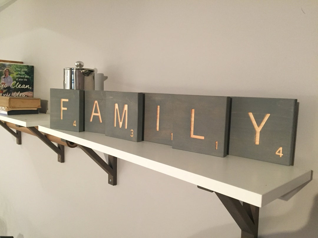 Large Wooden Word Letter Tiles Wall Letters Customizable Engraved Pine