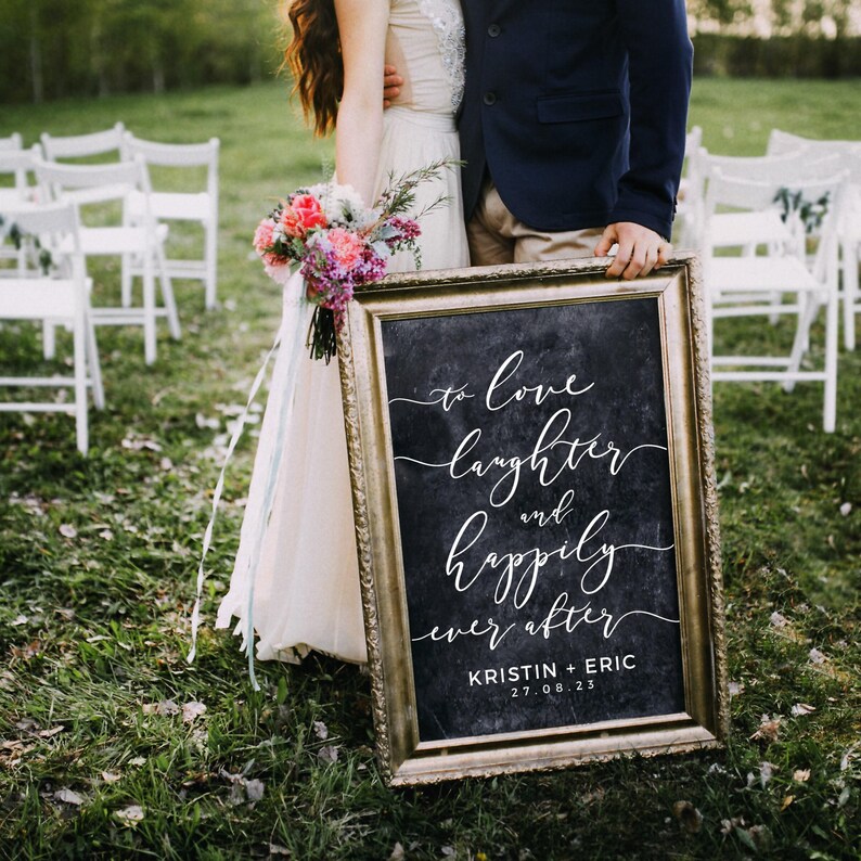 Custom Wedding Vinyl Decal Sticker Love, Laughter, Happily Ever After - ROMANTIC SOIREE image 3