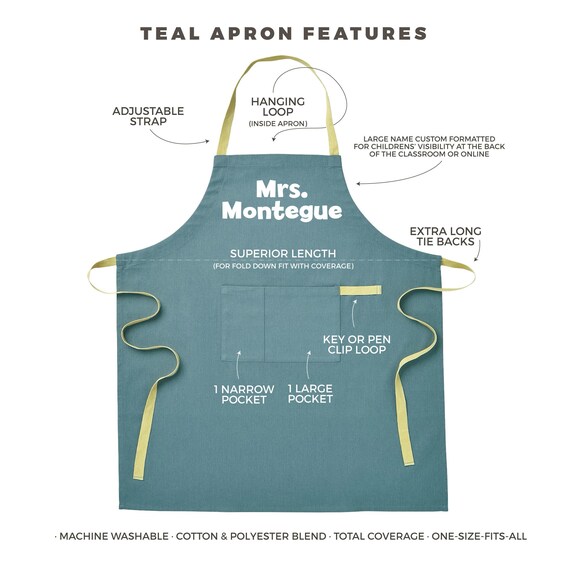 Custom Teachers Apron Smock Premium Quality Adjustable Unisex Etsy