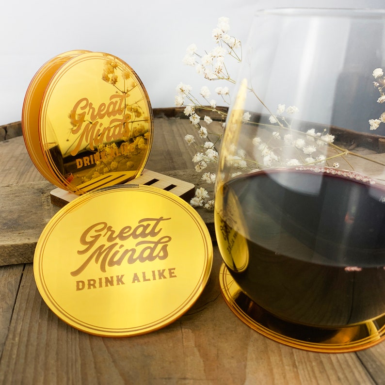 real maple or acrylic coasters engagement gifts bridal party Custom laser engraved wooden drink coasters set housewarming bar decor
