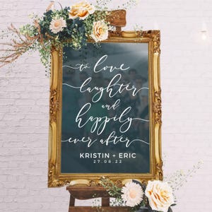 Custom Wedding Vinyl Decal Sticker Love, Laughter, Happily Ever After - ROMANTIC SOIREE image 2