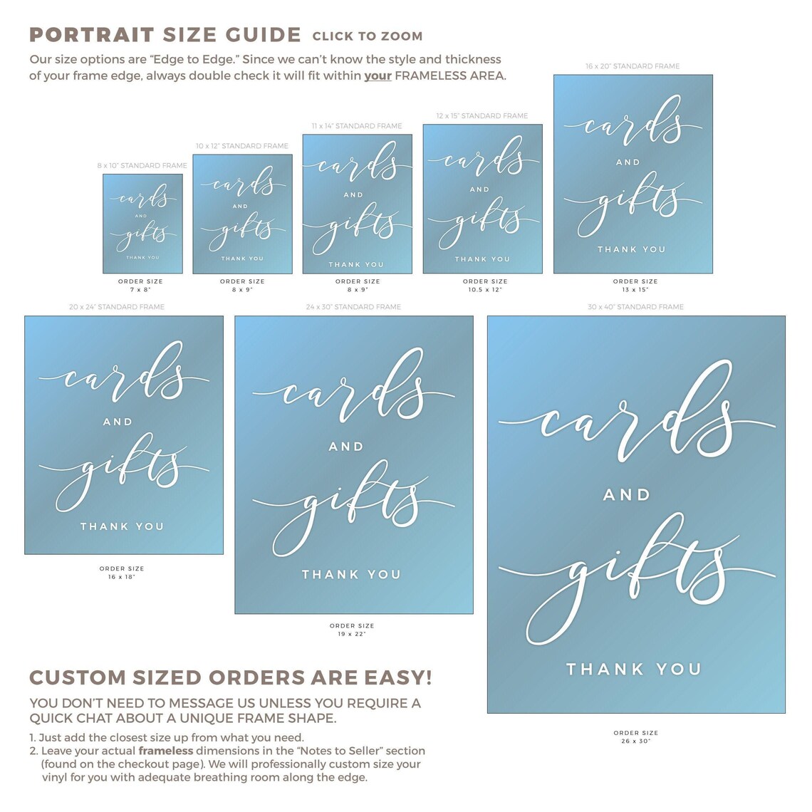 Cards & Gifts Vinyl Decal Sticker, DIY Wedding Decor, Custom Wedding ...